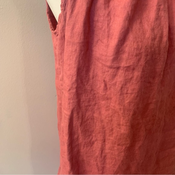 Bellambia Italy 100% Linen Ruffle Hem adjustable Neck Tie Dress - Picture 3 of 10